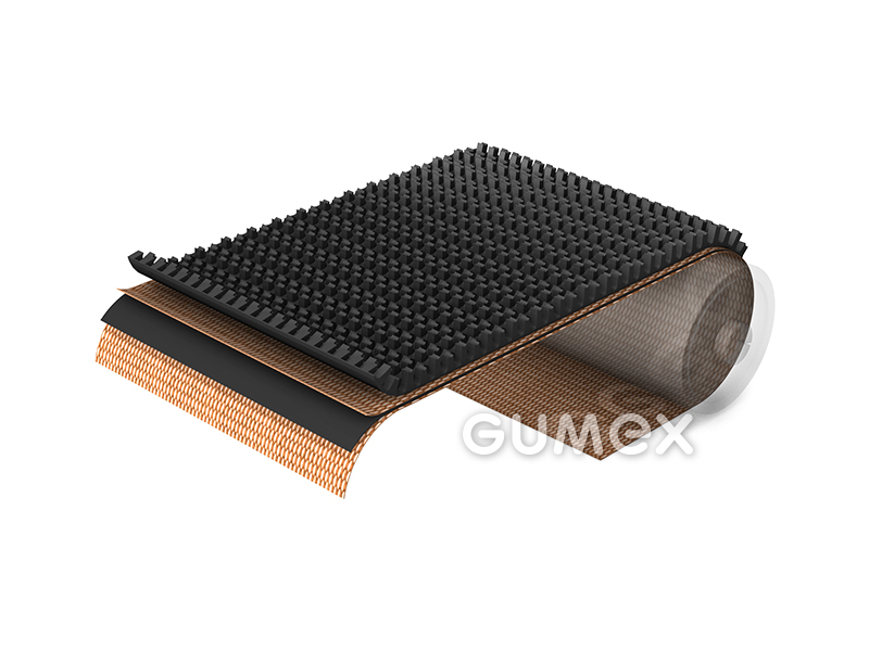 Förderband EP 250/2 SG Y profiliert, 2-lagig, 5,8mm, Breite 500mm, Abdeckung 3+0, schwarz, 